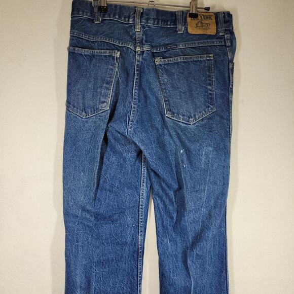 Vintage Big Yank Denim Jeans Mens 36x31 Blue Flare Bell Bottom Boot Cut Retro - Picture 14 of 16